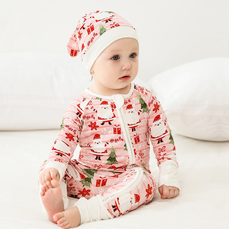 🎄Bamboo Zipper One-Piece - Snow House - Organic Cotton Clubs
