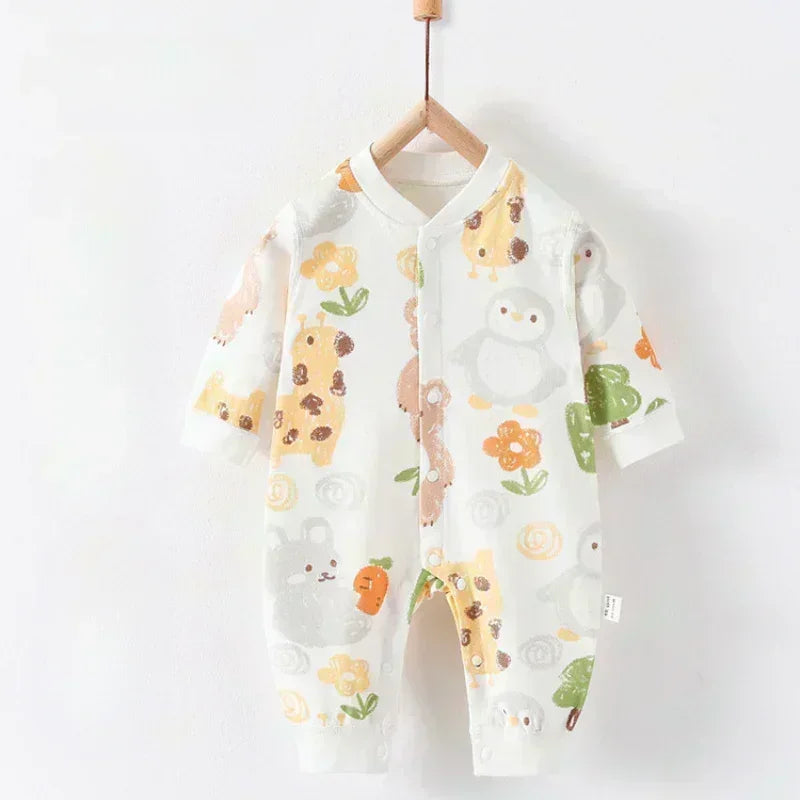 100% Cotton Snap-Up Long Sleeve Romper - Leopard - Organic Cotton Clubs
