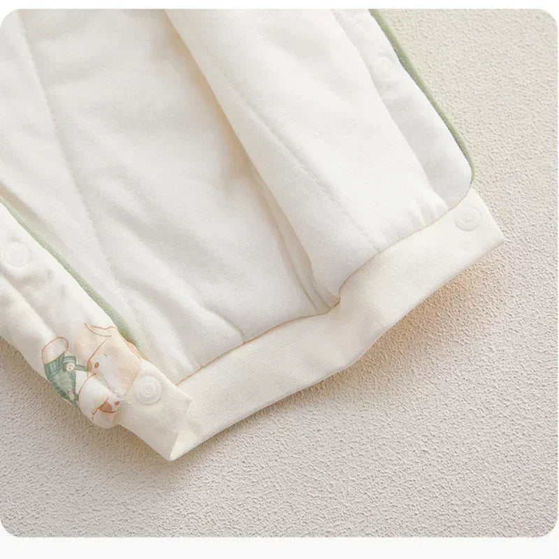 100% Cotton Extra Warm Long Sleeve Quilted Romper - Cute Bunny - Organic Cotton Clubs