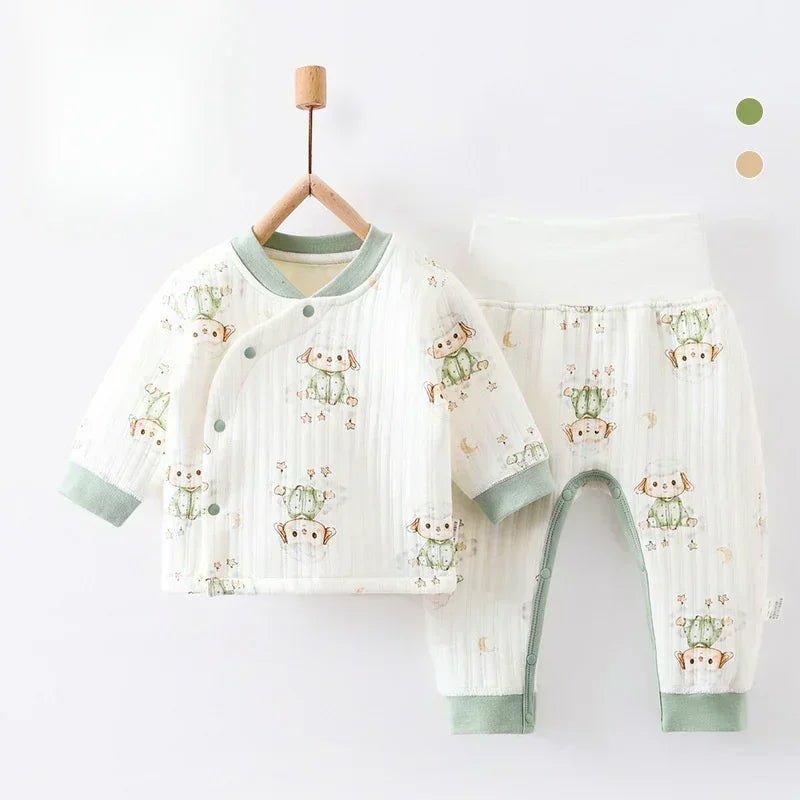 100% Cotton Warm Long Sleeve Long Sleeve Top & Pants Set- Pear - Organic Cotton Clubs