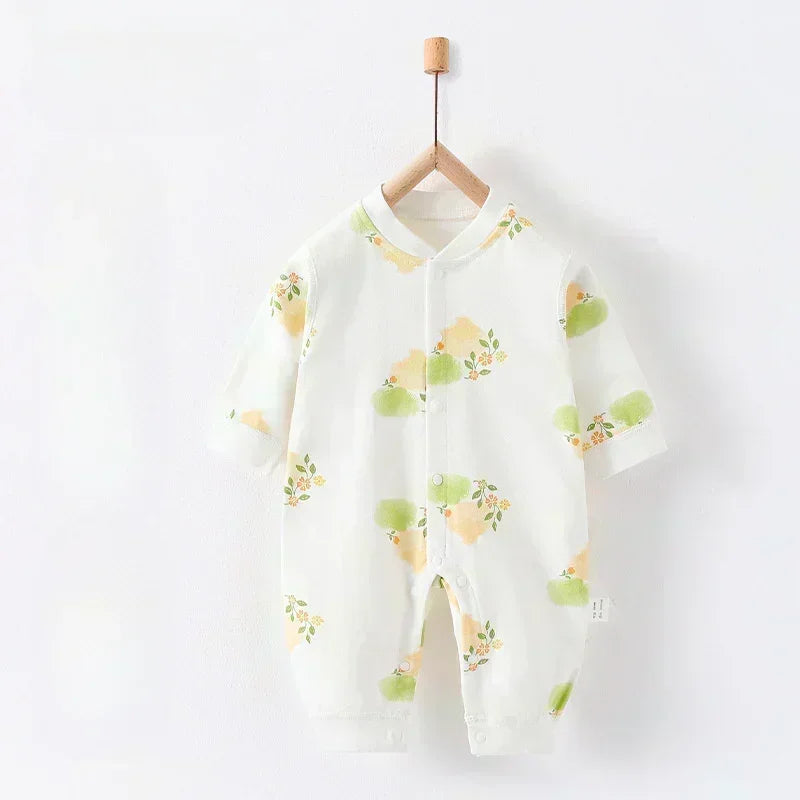 100% Cotton Snap-Up Long Sleeve Romper - Leopard - Organic Cotton Clubs