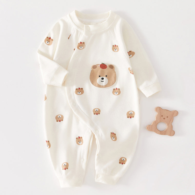 100% Cotton Long Sleeve Romper - Brown Dog - Organic Cotton Clubs
