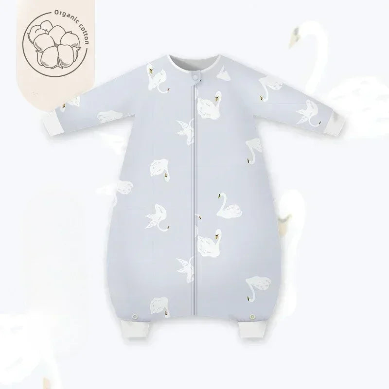 Organic Cotton Muslin Long Sleeve Sleepsuit Spring & Fall - Panda - Organic Cotton Clubs
