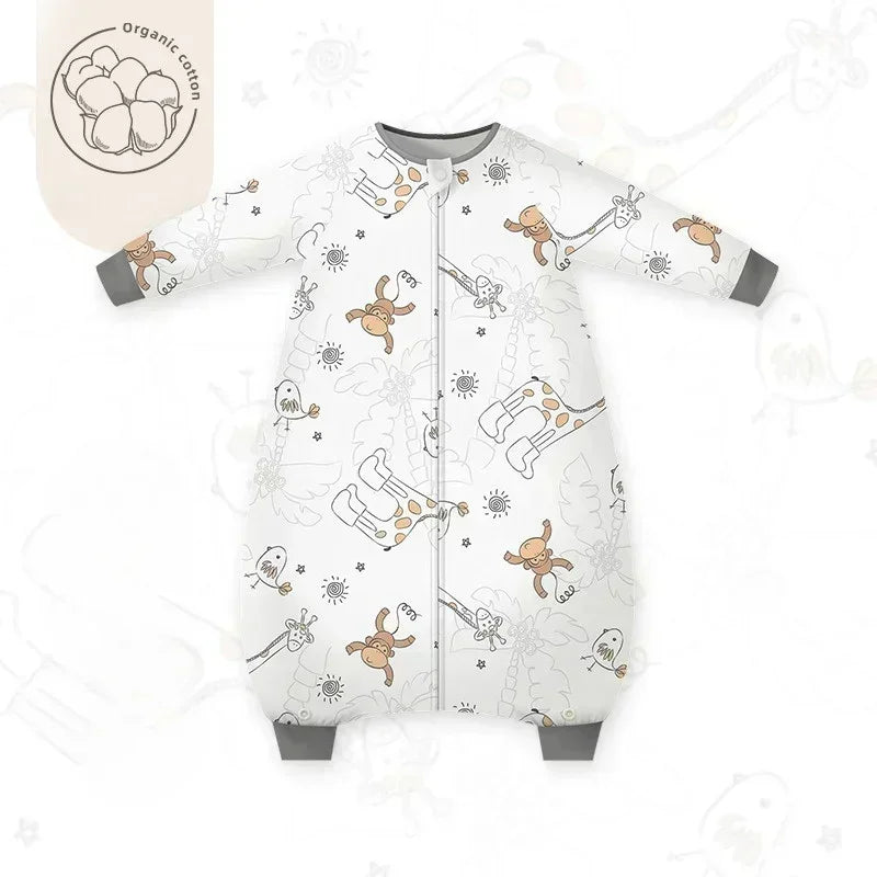 Organic Cotton Muslin Long Sleeve Sleepsuit Spring & Fall - Panda - Organic Cotton Clubs