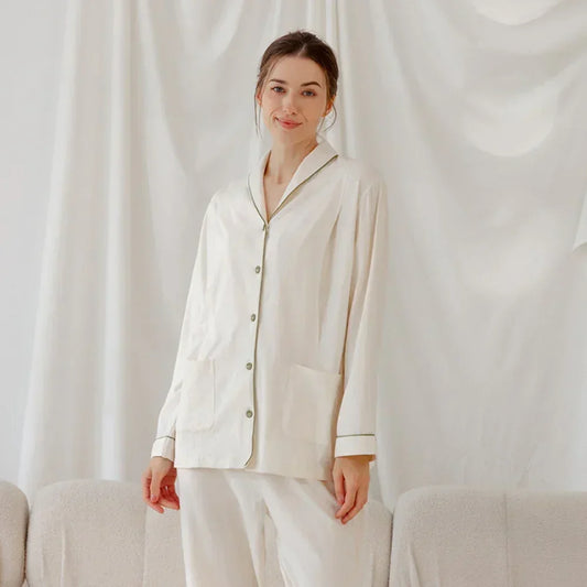 Cotton Button-Up Maternity Pajama- Green - Organic Cotton Clubs