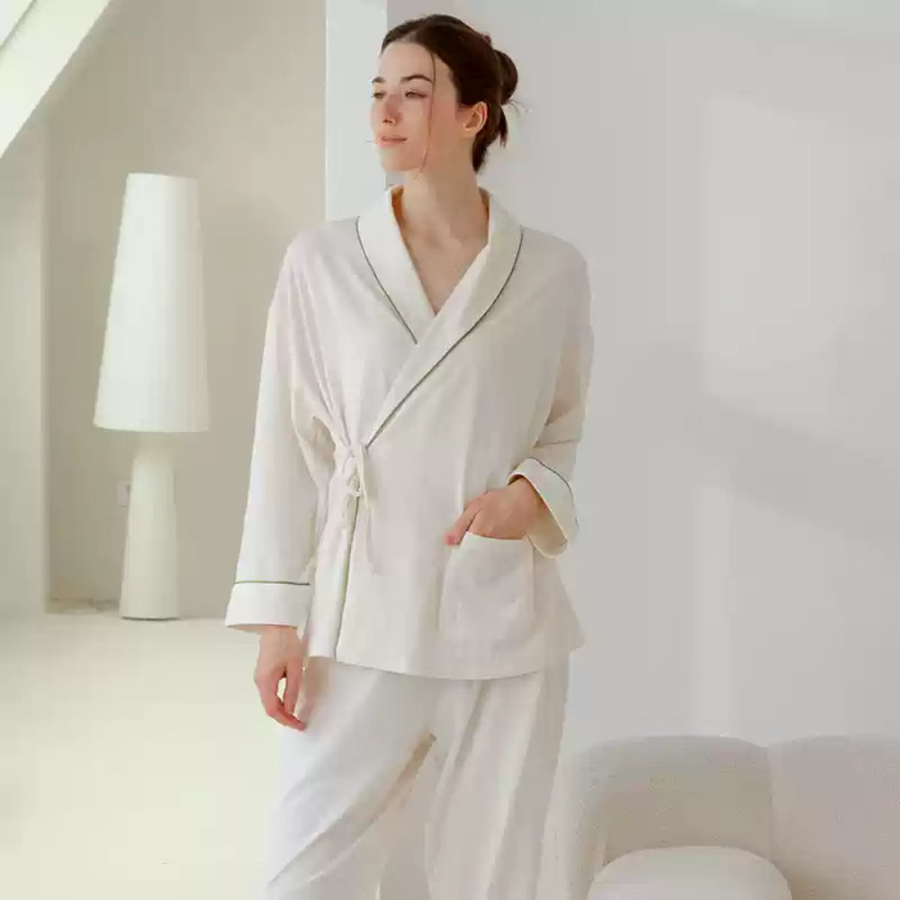 Cotton Wrap Maternity Pajama Set- Green - Organic Cotton Clubs