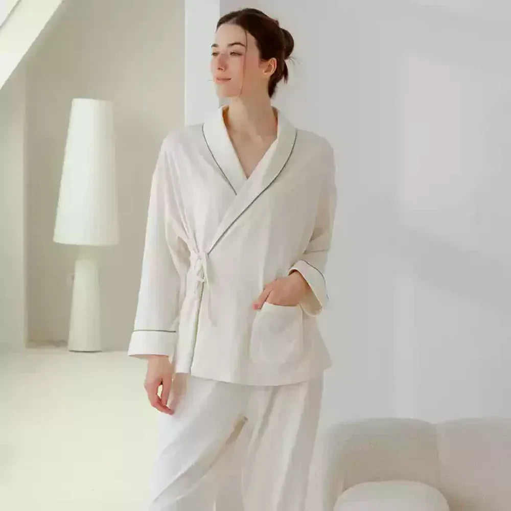 Cotton Wrap Maternity Pajama Set- Green - Organic Cotton Clubs