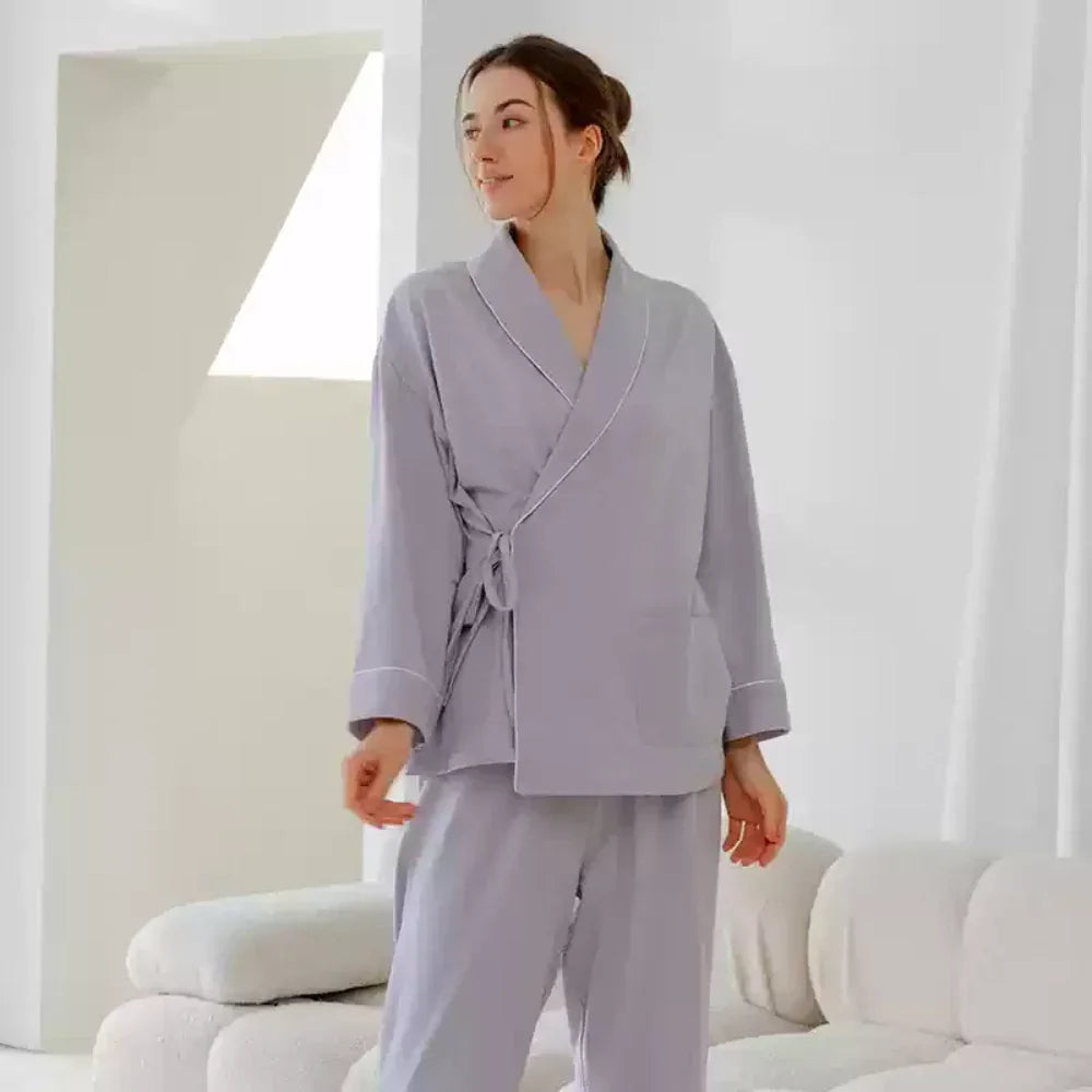 Cotton Wrap Maternity Pajama Set- Green - Organic Cotton Clubs