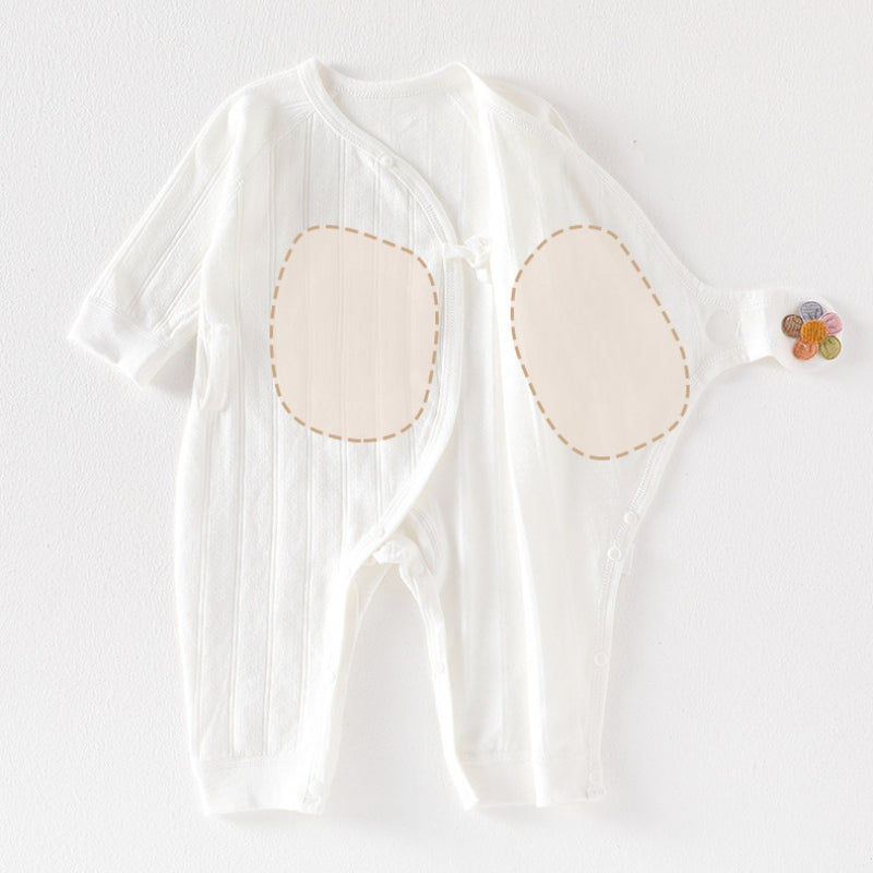 100% Cotton Long Sleeve Romper with Velcro Closure - Blue Flower - Organic Cotton Clubs