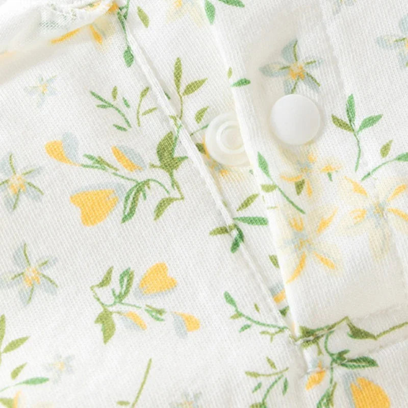 100% Cotton Flutter-Sleeve Dress - Yellow Spring Floral - Organic Cotton Clubs