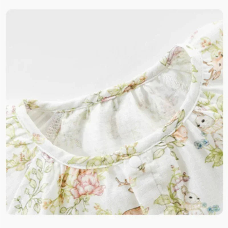 Cotton Short-Sleeve Top & Pants Set - Spring Branches - Organic Cotton Clubs