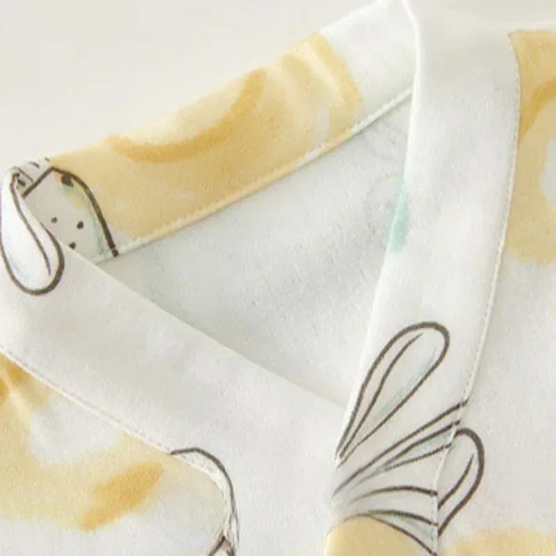 Cotton & Bamboo Muslin Short Sleeve Kimono Romper - Banana - Organic Cotton Clubs