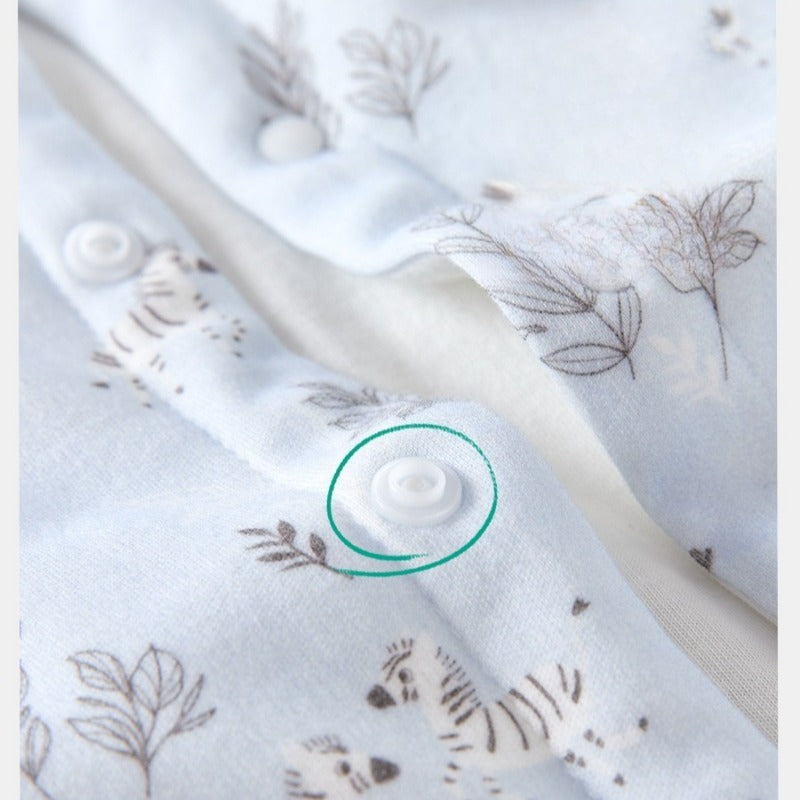 100% Cotton Warm Long Sleeve Snap-Up Romper - Pink Flowers