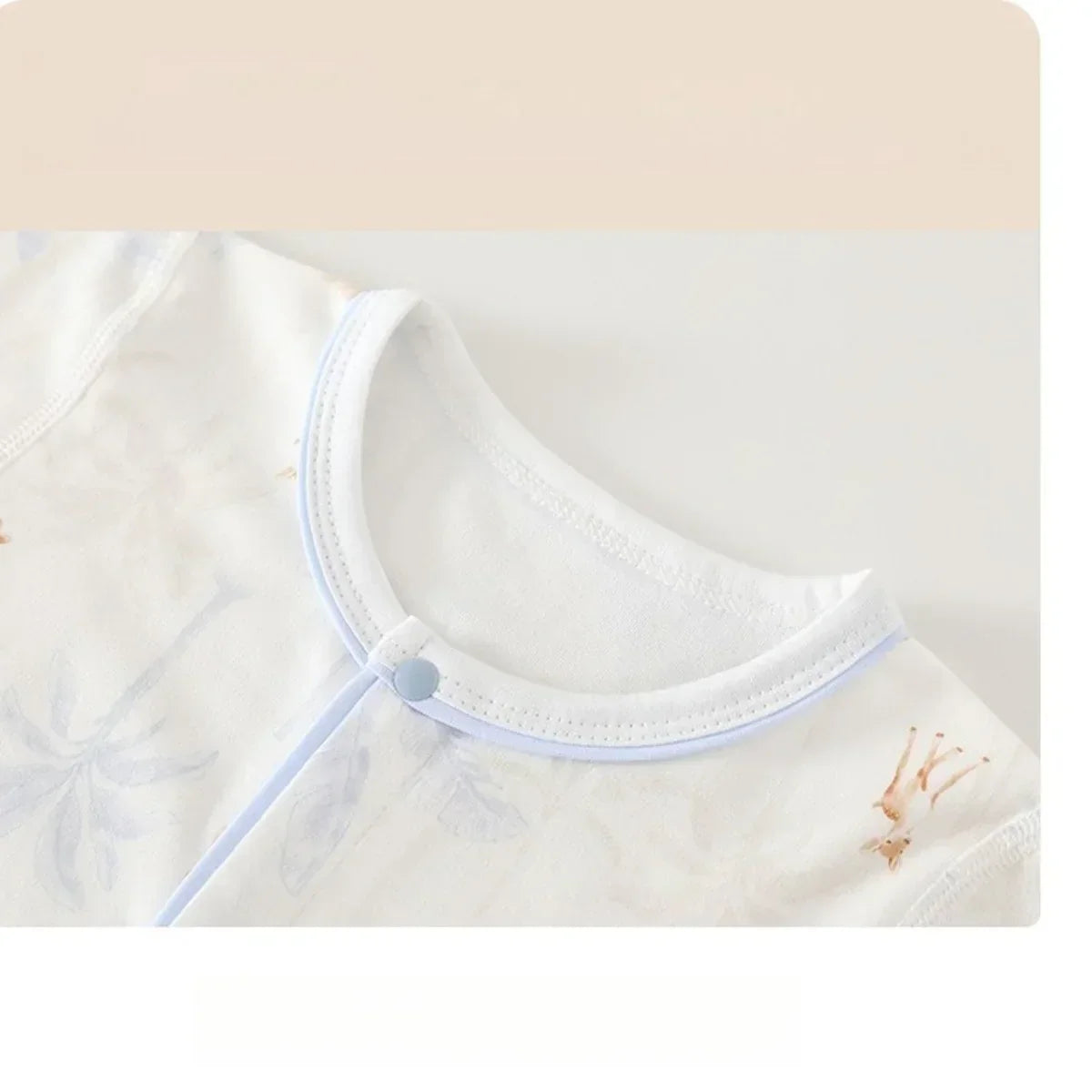 100% Cotton Long Sleeve Snap-Up Romper - Blue Tree