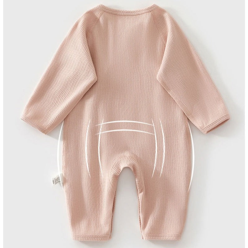 100% Cotton Long-Sleeve Kimono Romper - Yellow