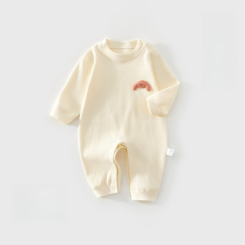 100% Cotton Long Sleeve Snapup Romper - Pink Snapup