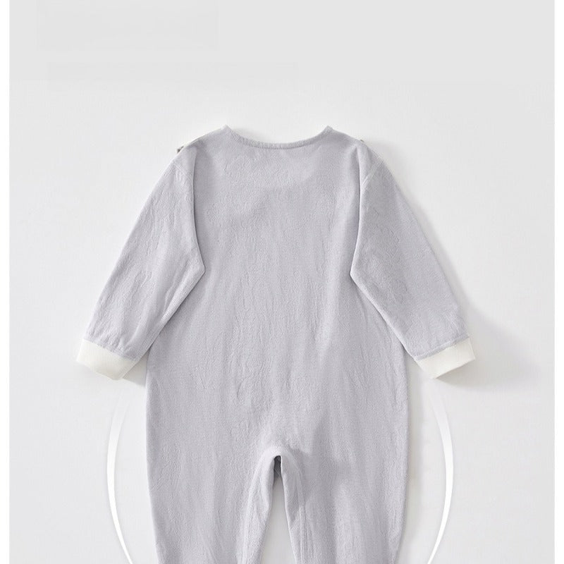 100% Cotton Long Sleeve Snap-Up Romper - Blue Fire Ballon