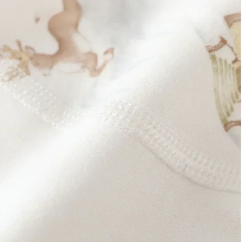 100% Cotton Long Sleeve Side-Snap Bodysuit - Blue Deer