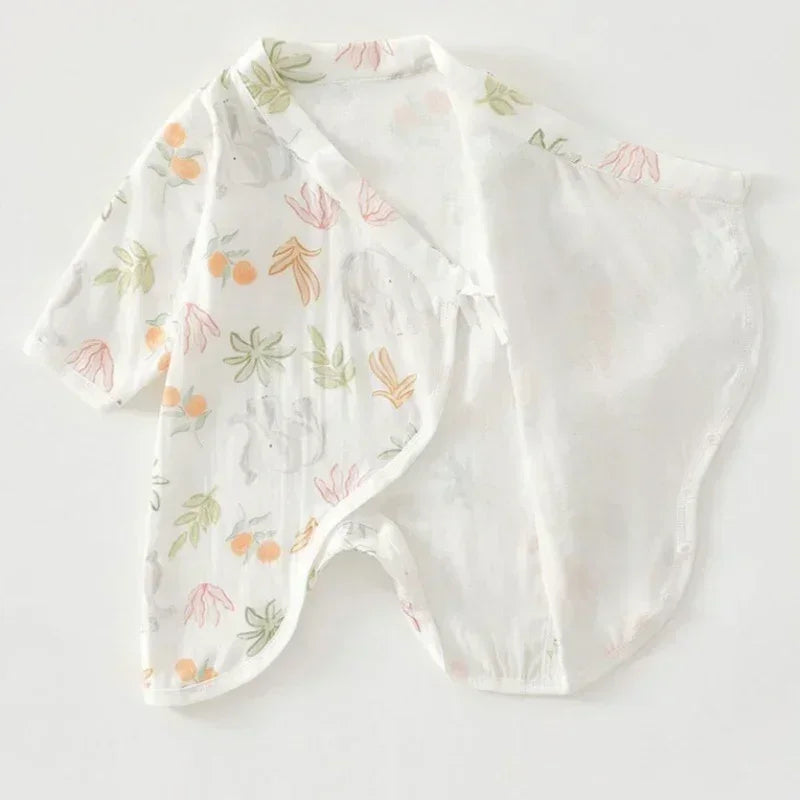 Cotton & Bamboo Muslin Long Sleeve Romper - Banana