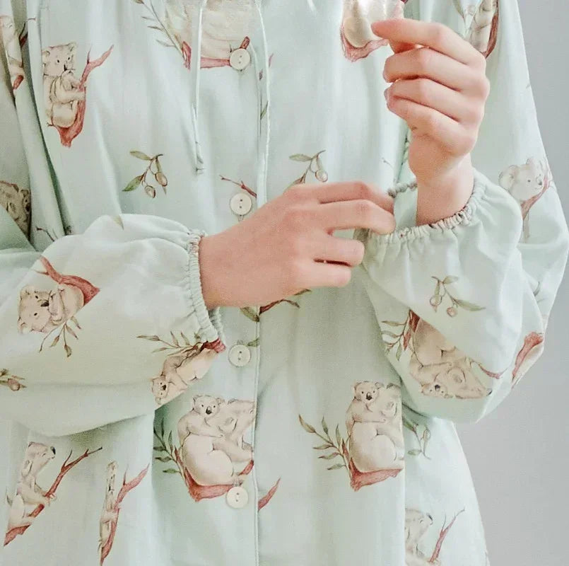 Organic Cotton Muslin Button-Up Maternity & Nursing Pajama - Morning Glory - Organic Cotton Clubs