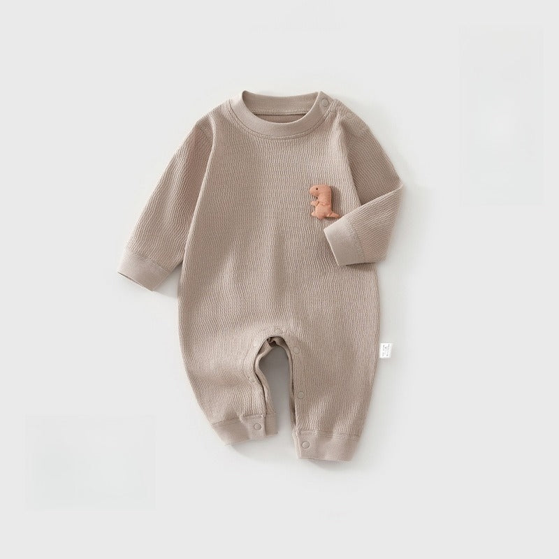 100% Cotton Long Sleeve Snapup Romper - Yellow Snapup