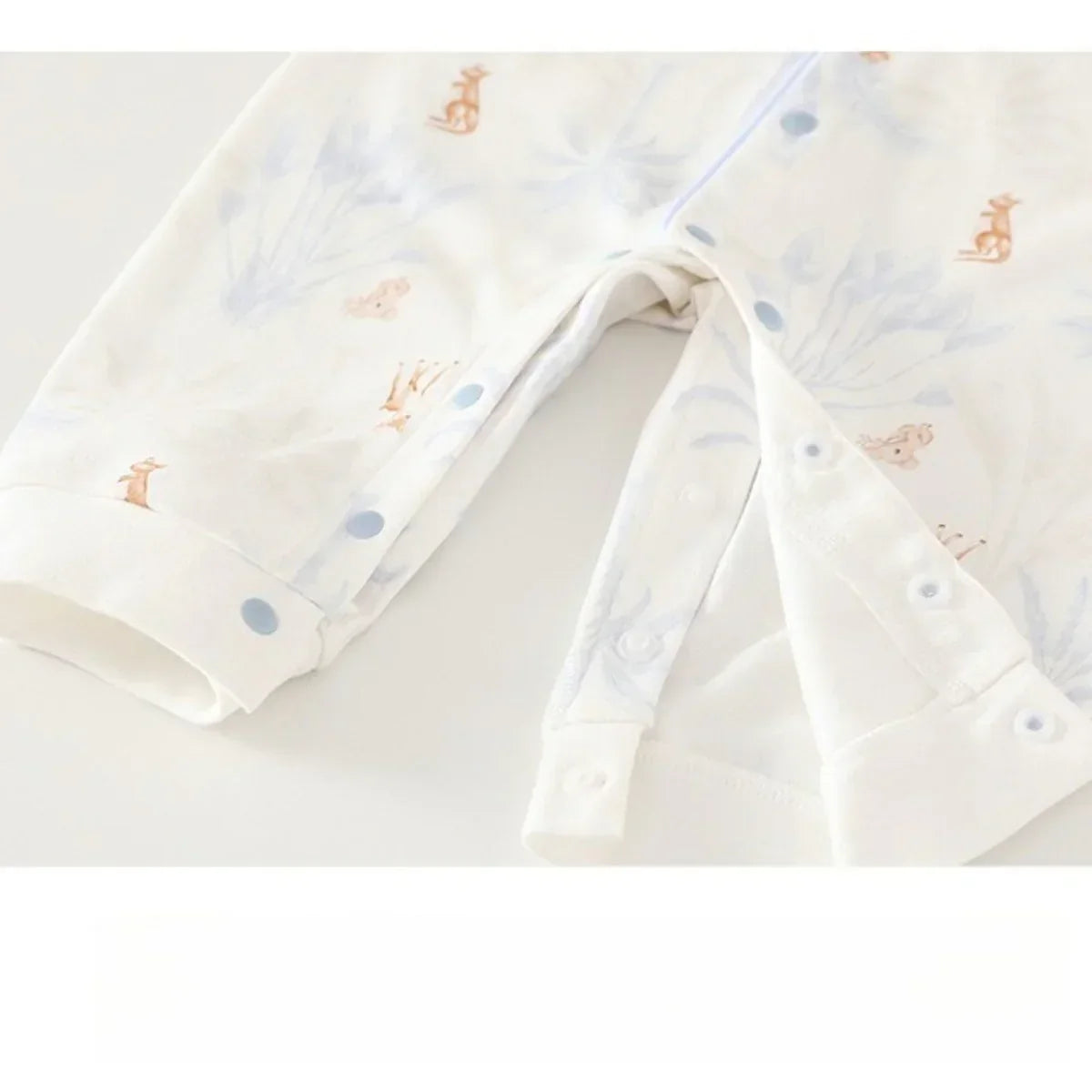 100% Cotton Long Sleeve Snap-Up Romper - Blue Tree