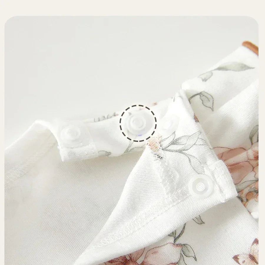 100% Cotton Long Sleeve Top & Pants Set - Floral Garden