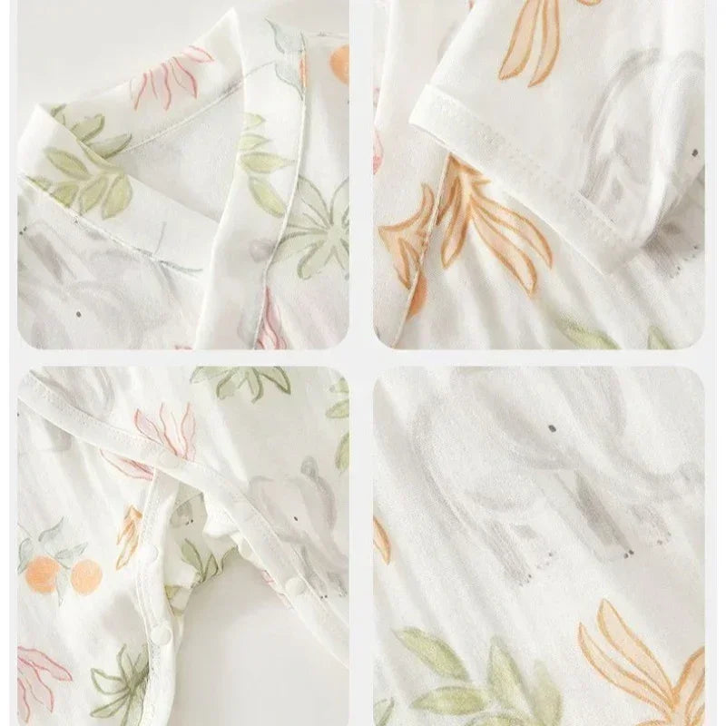 Cotton & Bamboo Muslin Long Sleeve Romper - Banana