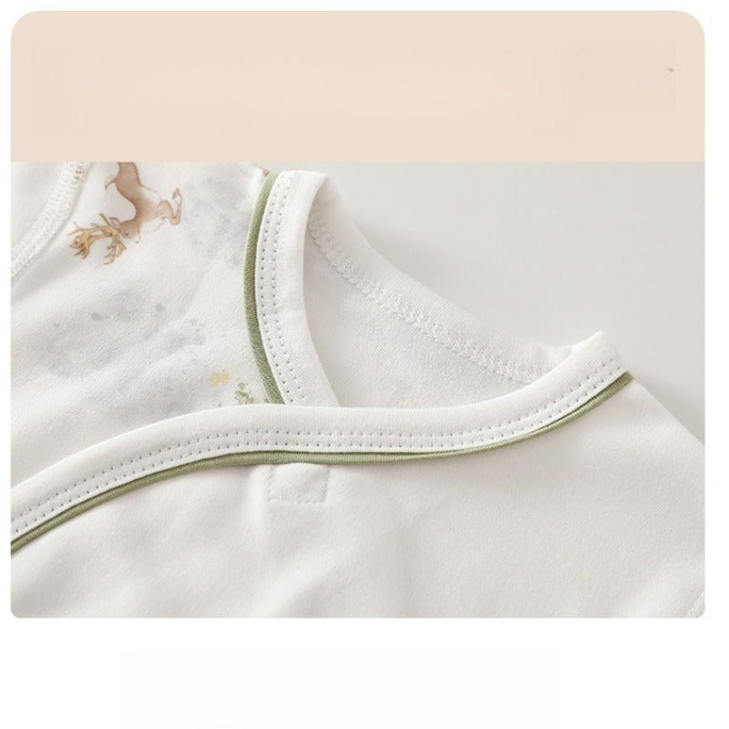 100% Cotton Long Sleeve Side-Snap Bodysuit - Cedar with Elk