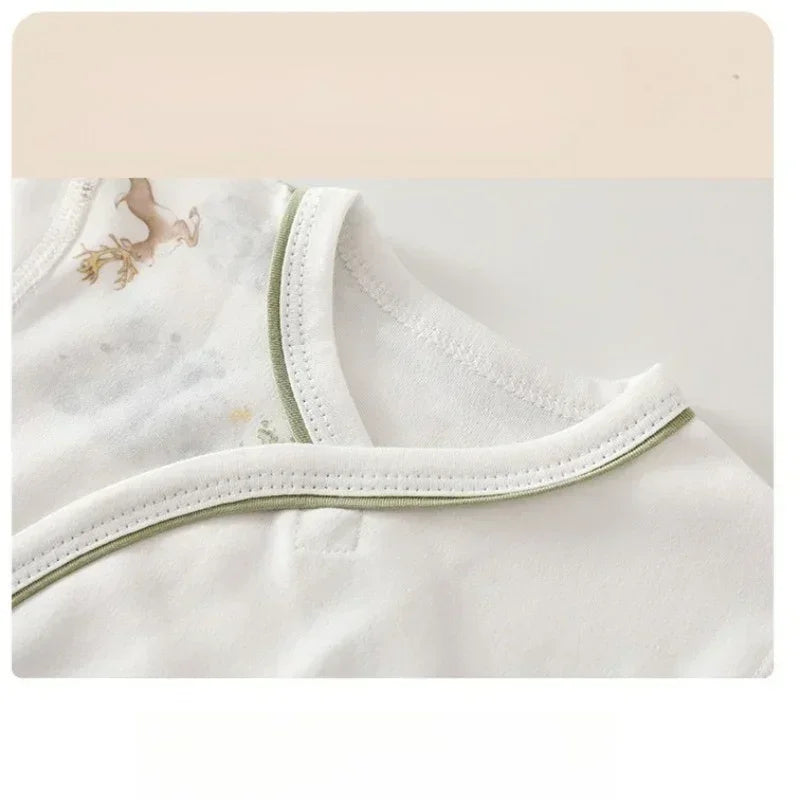 100% Cotton Long Sleeve Side-Snap Bodysuit - Blue Deer