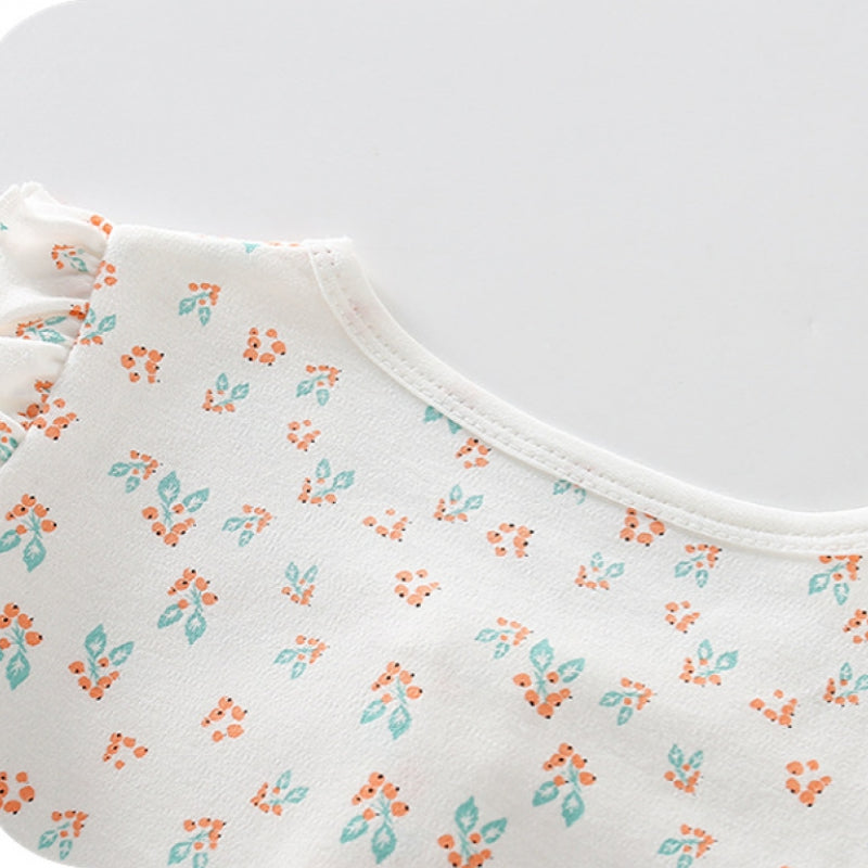 100% Cotton Long Sleeve Floral Bodysuit - Bunny Garden - Organic Cotton Clubs