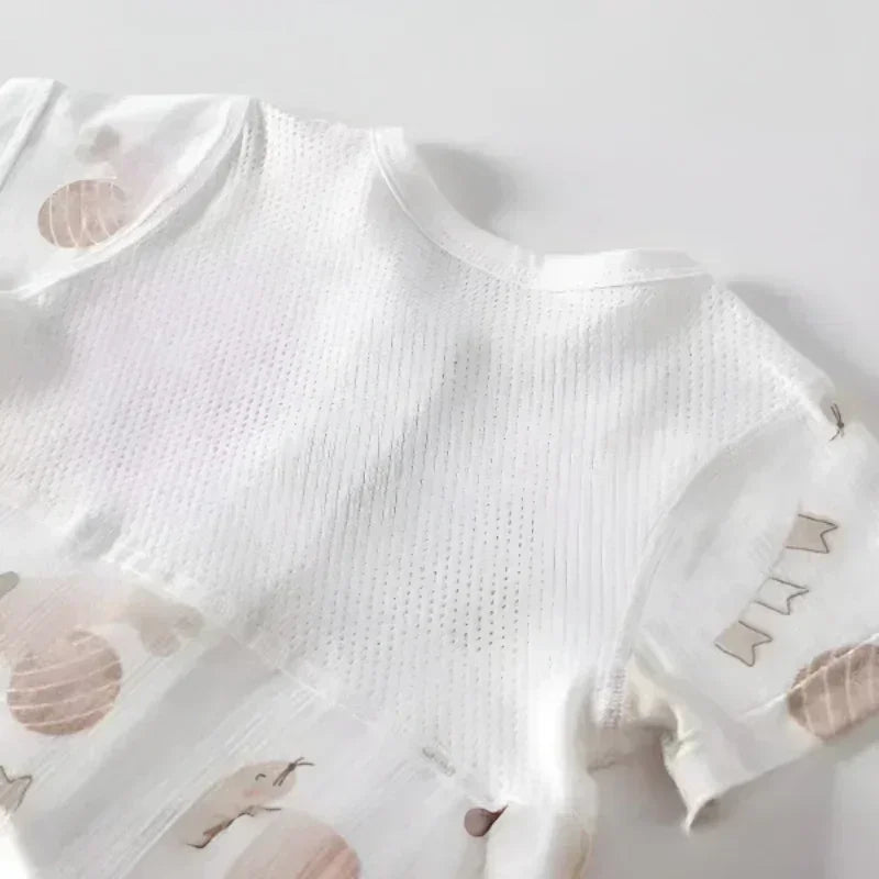 100% Cotton Short Sleeve Romper - Cute Squirrel - Organic Cotton Clubs