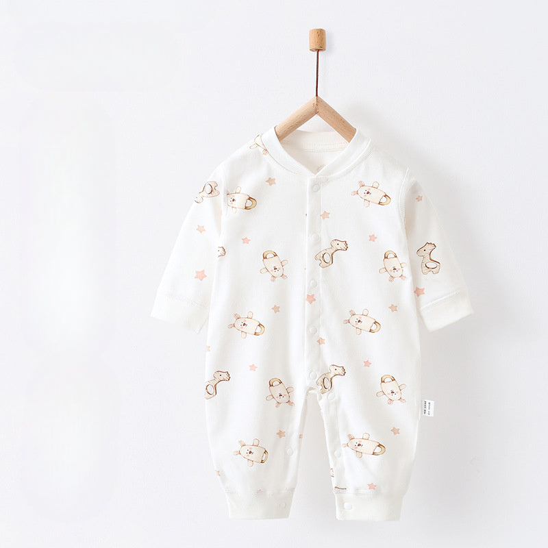 100% Cotton Snap-Up Long Sleeve Romper - Park - Organic Cotton Clubs
