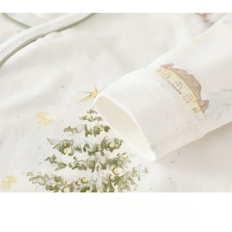 100% Cotton Long Sleeve Side-Snap Bodysuit - Blue Deer