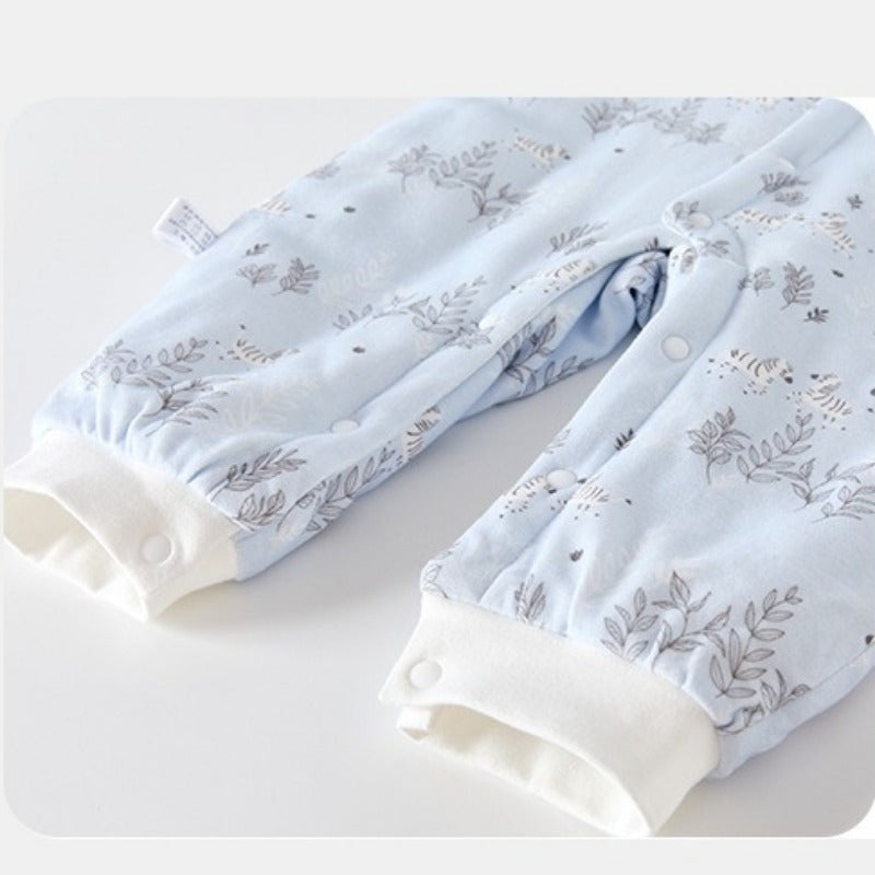 100% Cotton Warm Long Sleeve Snap-Up Romper - Pink Flowers