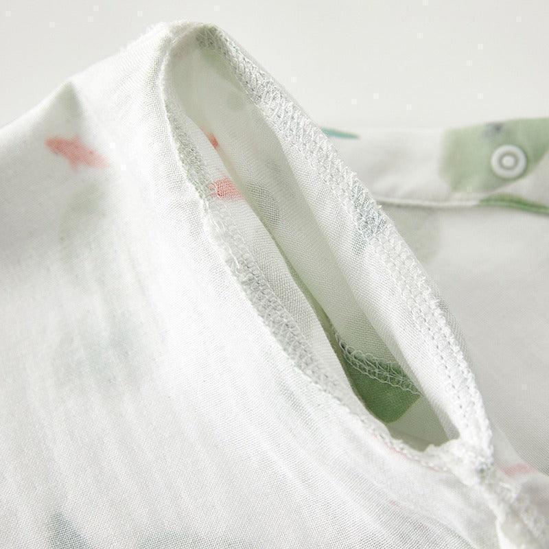 Cotton & Bamboo Muslin Short Sleeve Kimono Romper - Lemon - Organic Cotton Clubs