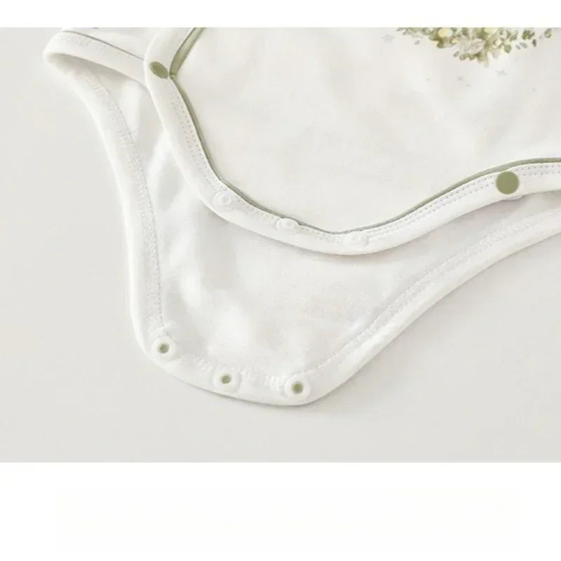 100% Cotton Long Sleeve Side-Snap Bodysuit - Blue Deer