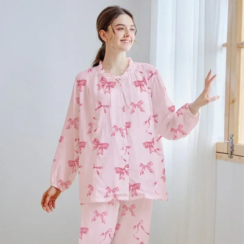 Organic Cotton Muslin Button-Up Maternity & Nursing Pajama - Morning Glory - Organic Cotton Clubs