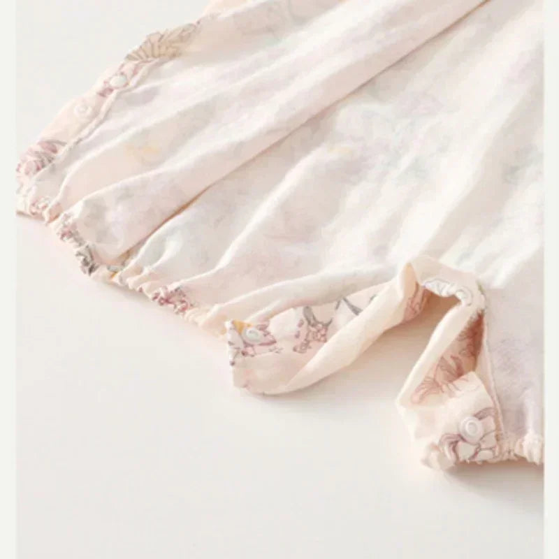 Cotton & Bamboo Muslin Short Sleeve Kimono Romper - Flamingos & Giraffes - Organic Cotton Clubs