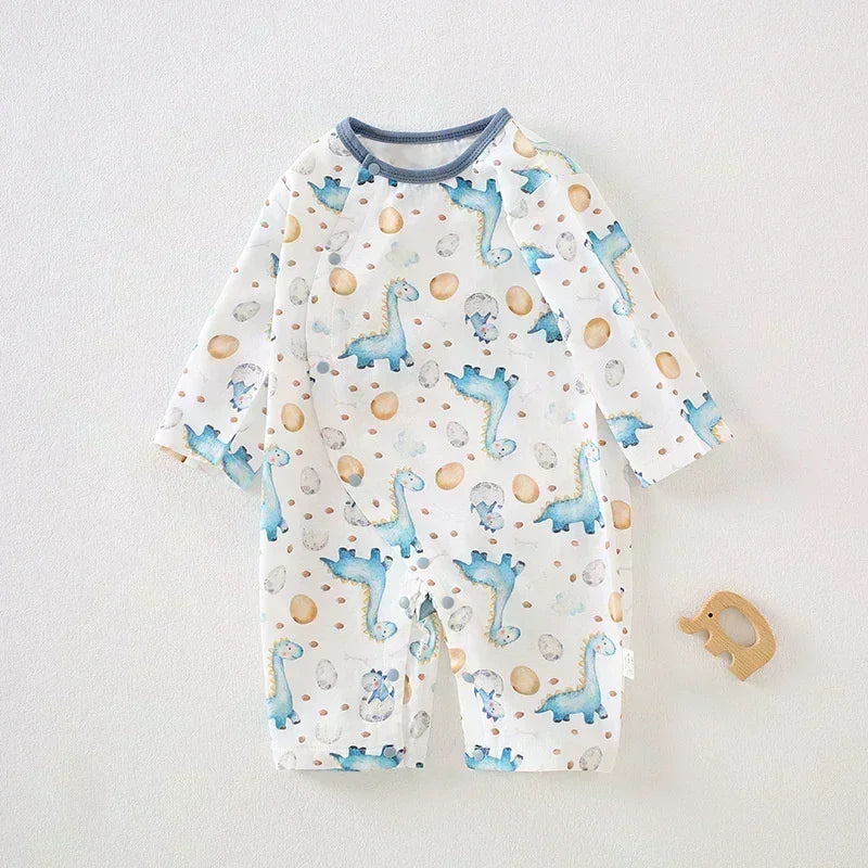 Cotton & Bamboo Muslin Long Sleeve Romper - Cute Whale - Organic Cotton Clubs