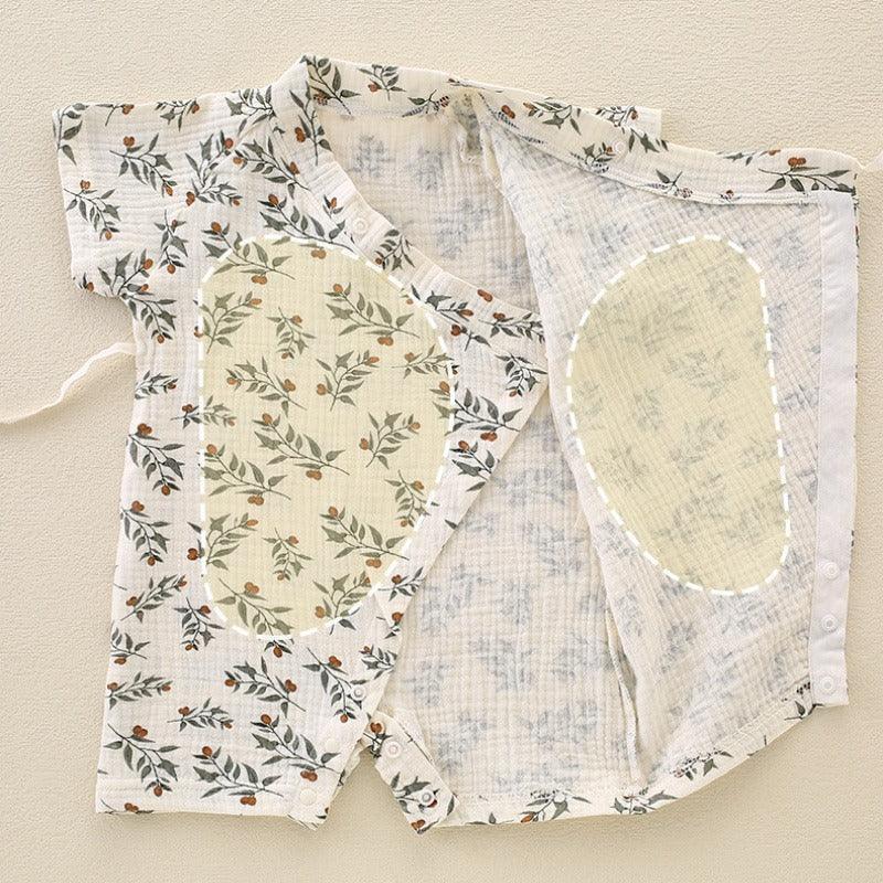 100% Cotton Muslin Short Sleeve Romper - Brown Bear - Organic Cotton Clubs