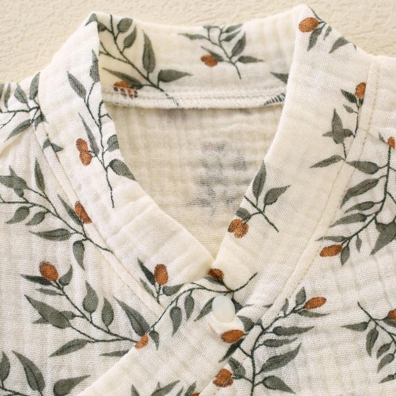 100% Cotton Muslin Short Sleeve Romper - Brown Bear - Organic Cotton Clubs