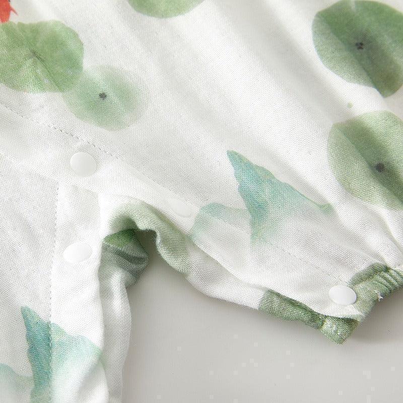 Cotton & Bamboo Muslin Short Sleeve Kimono Romper - Lemon - Organic Cotton Clubs