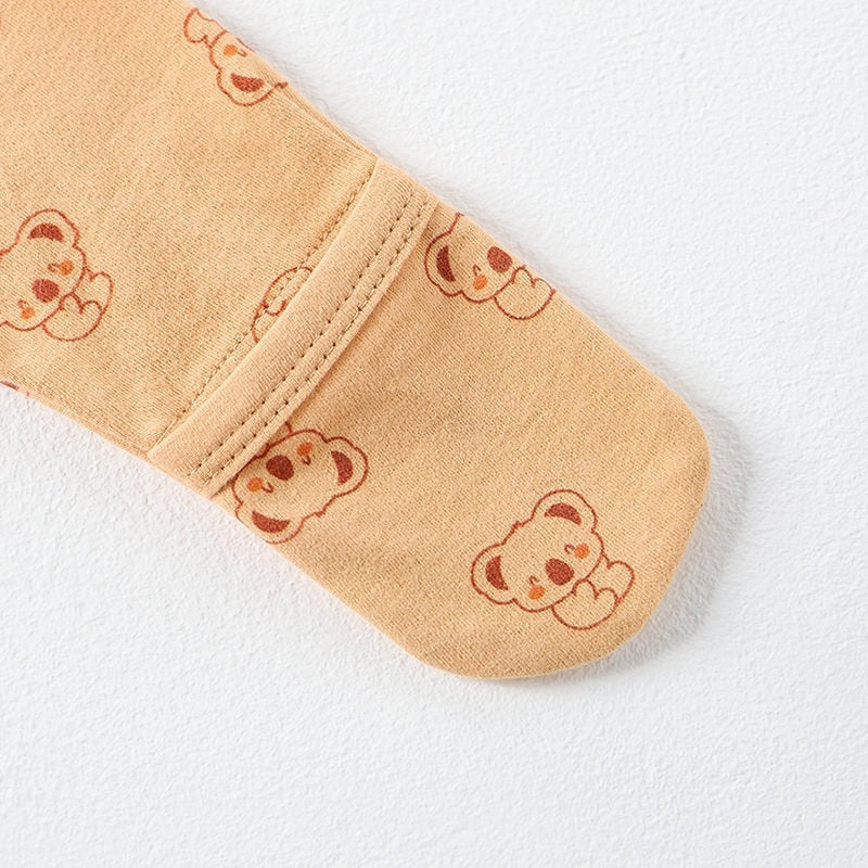 100% Cotton Footed Onesie with Mittens - Orange Rainbow