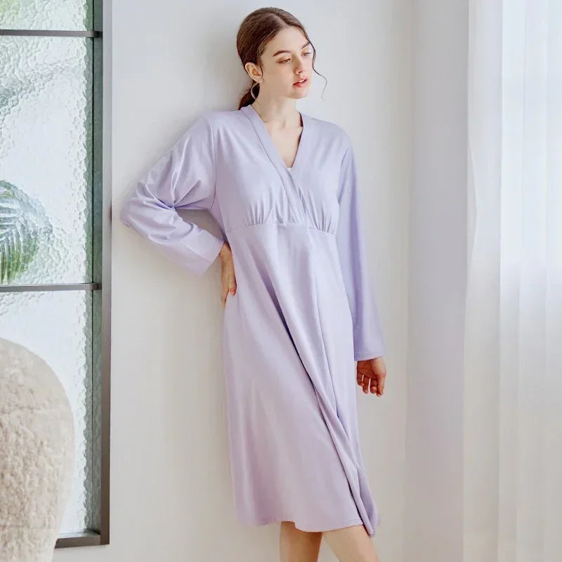 Cotton Snap-Up Maternity & Nursing Nightgown - Pink - Organic Cotton Clubs