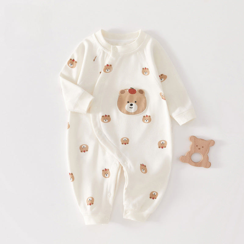 100% Cotton Long Sleeve Romper - Brown Dog - Organic Cotton Clubs