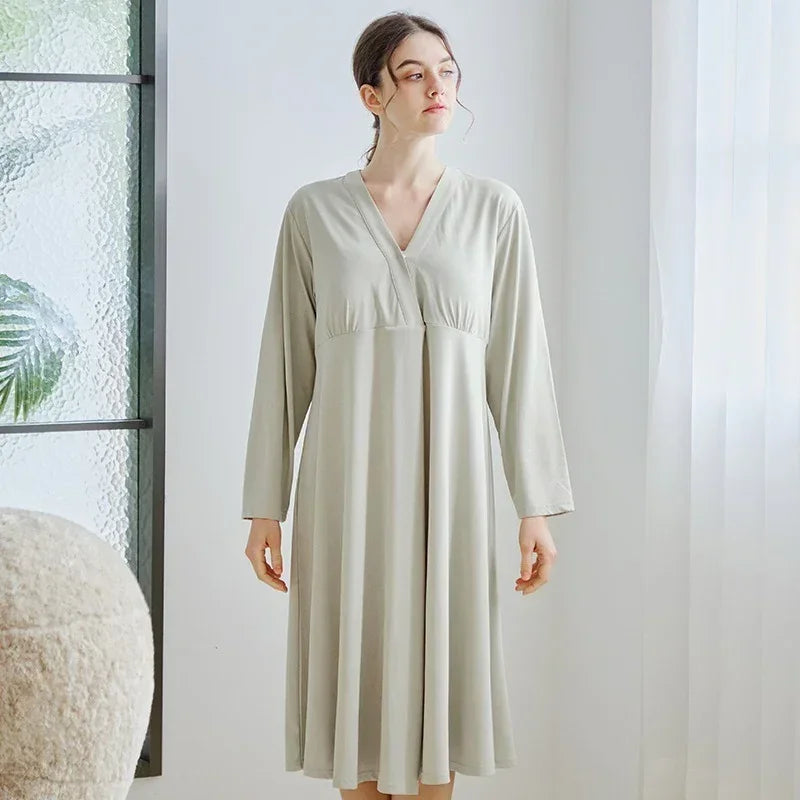 Cotton Snap-Up Maternity & Nursing Nightgown - Pink - Organic Cotton Clubs