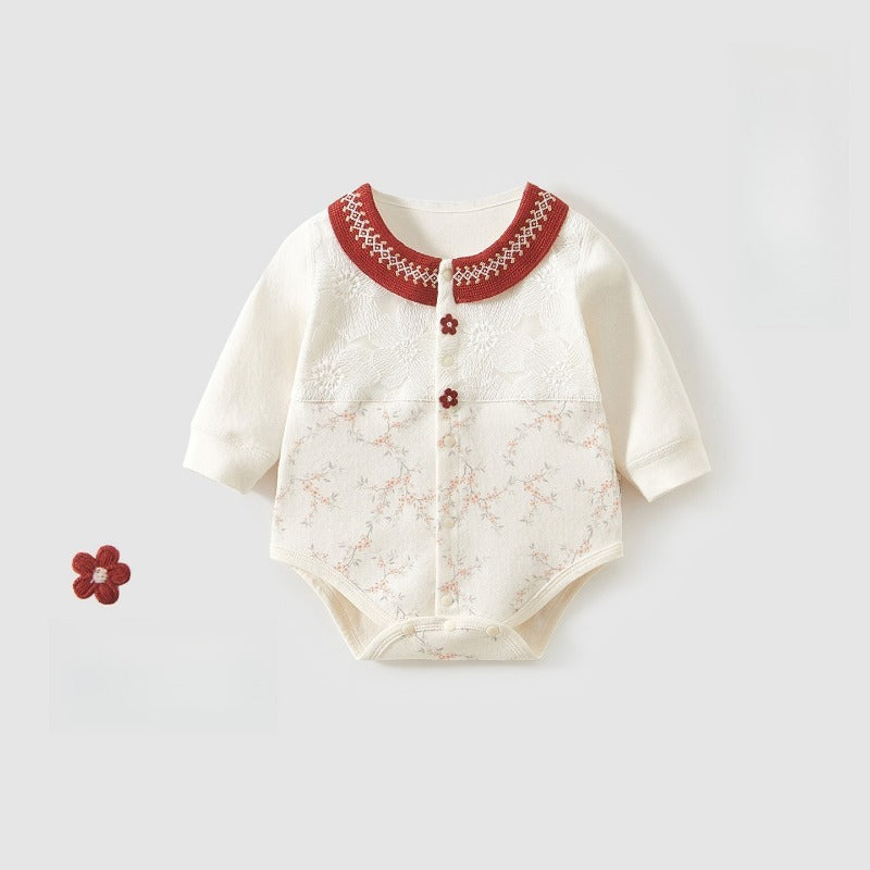 Cotton Long Sleeve Snap-Up Bodysuit - Green Tree
