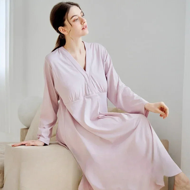 Cotton Snap-Up Maternity & Nursing Nightgown - Pink - Organic Cotton Clubs