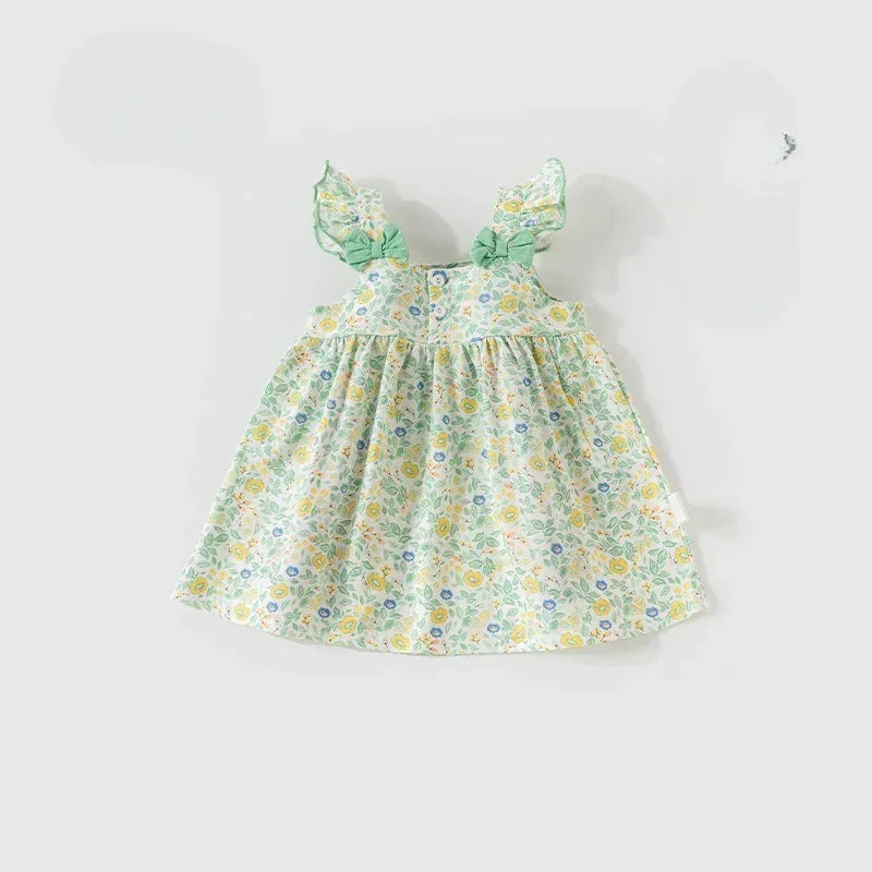 100% Cotton Flutter-Sleeve Dress - Colorful Spring - Organic Cotton Clubs